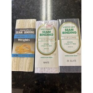 VTG 1980 Lot‎ Wrights Flexi Lace Seam Binding Stretch Lace J & P Coats 3 Packs